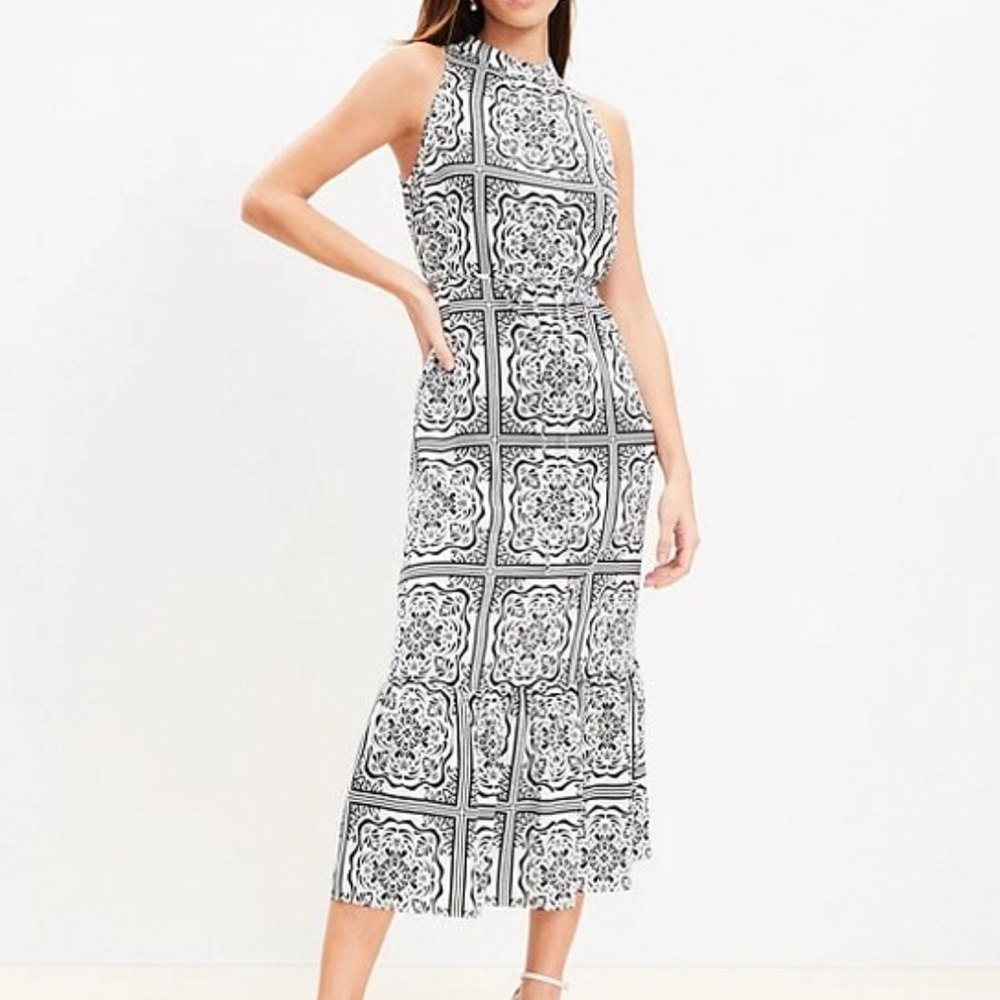 LOFT Tiered Halter Dress - Picture 1 of 7